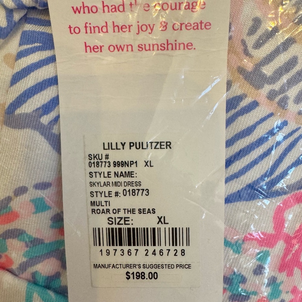 NWT Lilly Pulitzer SKYLAR MIDI DRESS 👗 in “Roar Of The Seas” MSRP $198 NWT sz XL - Picture 6 of 7